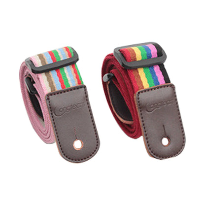 Ukulele Rainbow Strap Small Guitar Tail Nail Strap Breathable Cotton Material Double-Layer Quality Soft Leather Head