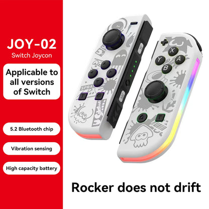 JOY 02 Wireless Gamepad RGB LED 5.2 BT Switch L/R Joypad for Nintendo Switch/Lite/Oled Cons Joystick with Dual Vibration For PC