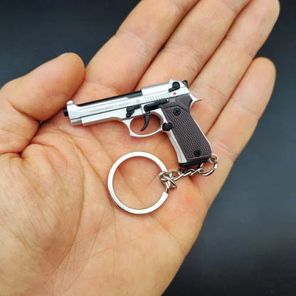 1:4 Scale Alloy M92 Pistol Mini Gun Metal Keychain Pistol Revolver Shooting Gun Keychain Fidget Toy Gun Toy Gift Decoration Toys