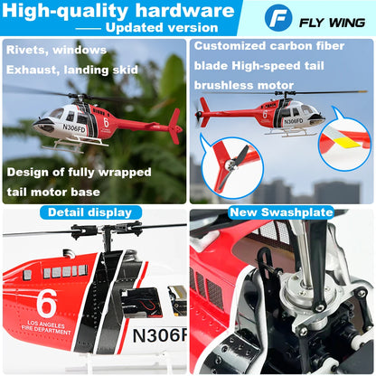 Flywing Bell 206 RC Helicopter V3 6CH GPS Altitude Hold Two Rotor 1:16 RC Scale Helicopter PNP RTF With H1 Flight Control System
