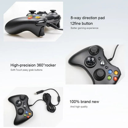 For Xbox 360 Wired Game Controller USB Wired Joystic Gamepad for Microsoft Xbox 360, PC Windows 7,8,10 with Dual-Vibration Turbo