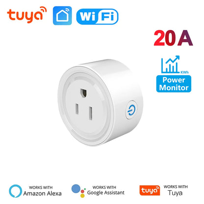Tuya WiFi Smart Plug 20A with Power Monitor US Canada Mexico Peru Japan Colombia Smart Socket Timer Work With Alexa Google Home
