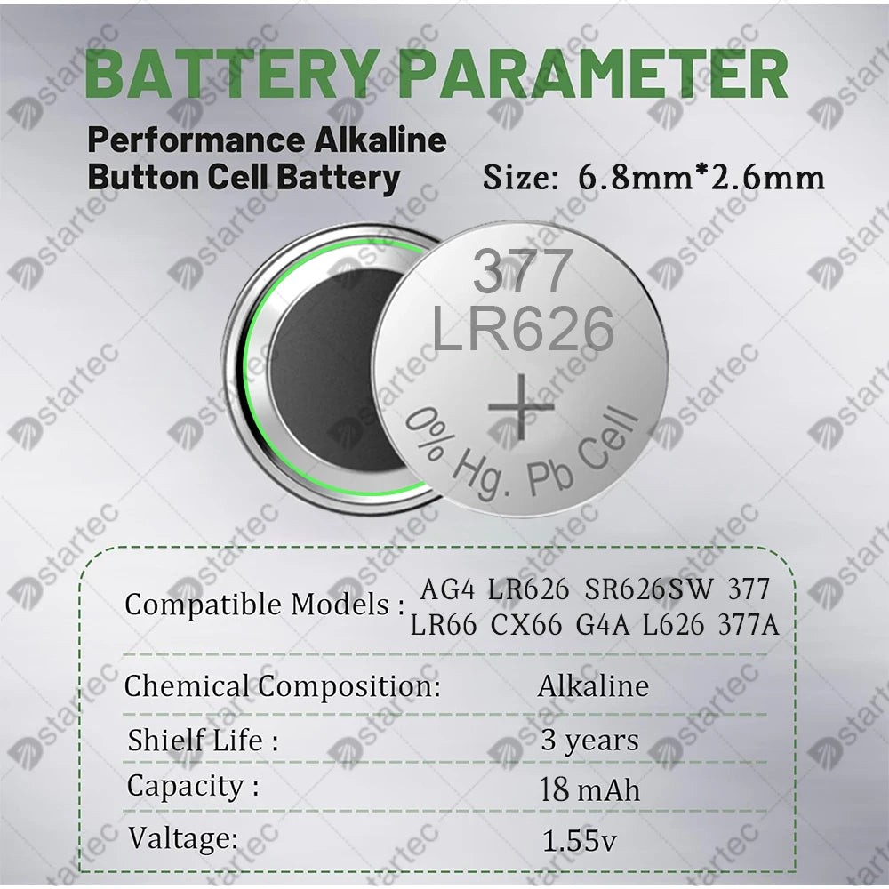 1.55V LR626 AG4 377A 377 177 376 SR66 626A L626 Button Batteries For Watch Toys Remote SR626SW AG 4 Cell Coin Alkaline Battery