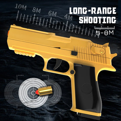 Outdoor Games Gold Desert Eagle Soft Bullet Toy Gun Launcher Automatic Shell Throwing Continuous Pistol Adult Boy Catapult Gifts