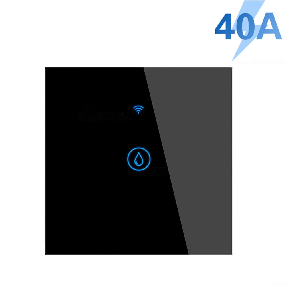 Smart Water Heater Switch 20A/40A WiFi Boiler Touch Screen Switch,Neutral Wire Require APP Remote Control with Alexa Google Home