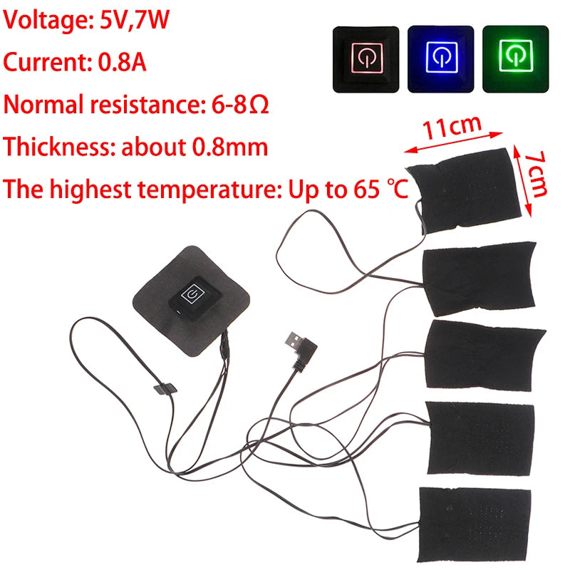 19 SIZE Carbon Fiber Heating Pad Mat Hand Feet Warmer USB Heating Film Electric Winter Infrared Fever Heat Mat Electric Warmer