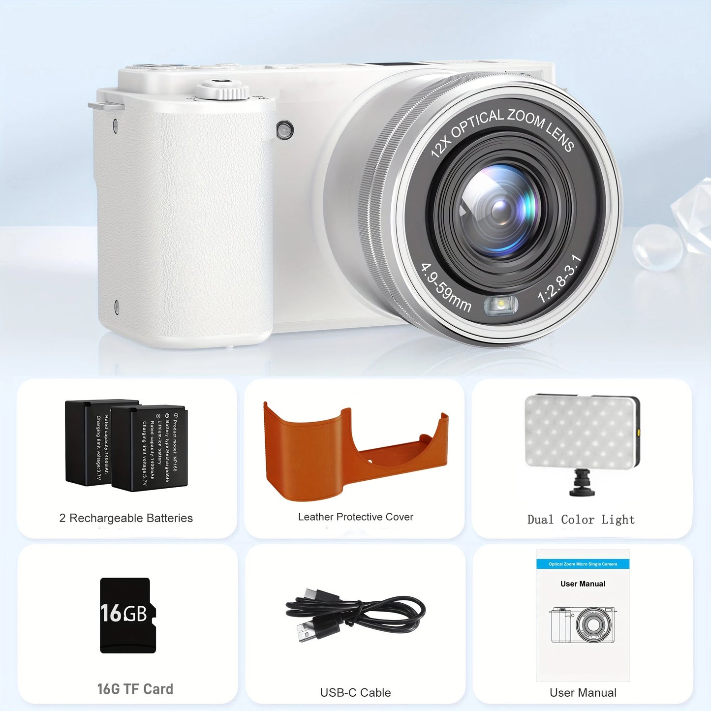 Komery 12X Optical Zoom SLR DSLR Camera 4K 64MP HD Digital Cameras For Photography Auto Focus WiFi Video Vlog Webcam Camcorder