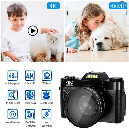 Digital Cameras 4K HD 16X 48 Megapixels Micro Single Retro With WiFi Professional Digital Camera Vlog External Lens Video Camera