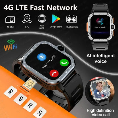 2024 New SIM Smart Watch 4G Network GPS Navigation Wifi NFC Dual Camera 64G ROM Storage Video Music Smartwatches For Android iOS
