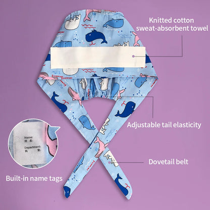 Doctor Nurse Pet Shop Surgical Head Caps Lab Unisex Dentist Scrub Cap Doctor Operating Room Pattern Printing Medical Soft Caps