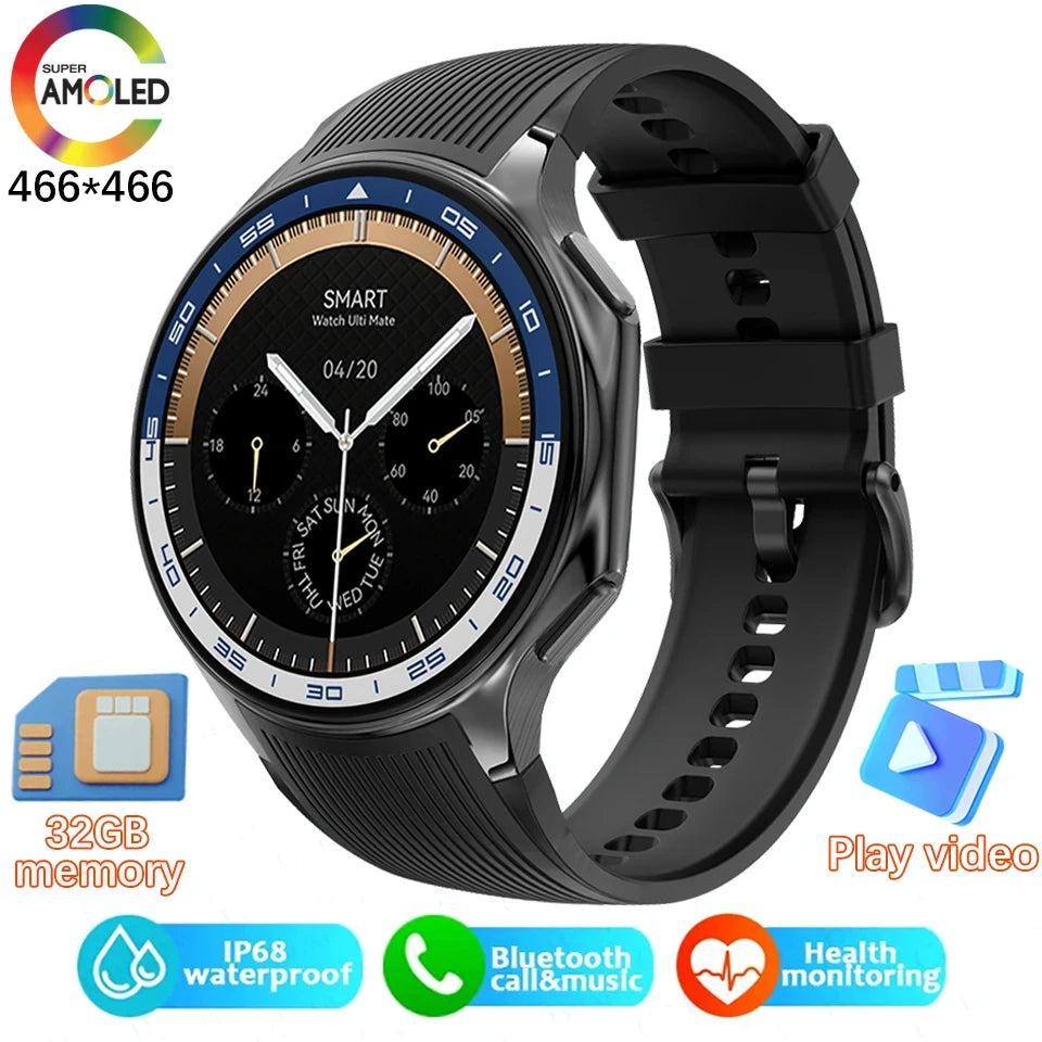 2024 New For OPPO Watch X Smart Watch 4G Memory Music Video Bluetooth Call IP68 Waterproof AMOLED Smartwatch For TWS Earphones ﻿