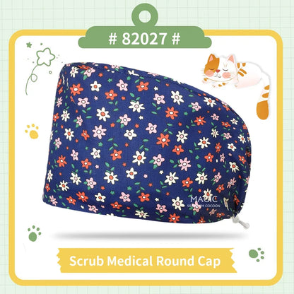 Nice-looking Printing Doctor Hat Surgical Cap for Long Hair Classic Nurse Baotou Caps Women Men Sweat-absorbent Towel Scrub Hat