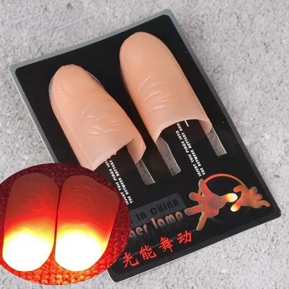 2 Pcs/set Magic Thumbs Light Toys for Adult Magic Trick Props Red Light Led Flashing Fingers Halloween Party Toys for Children