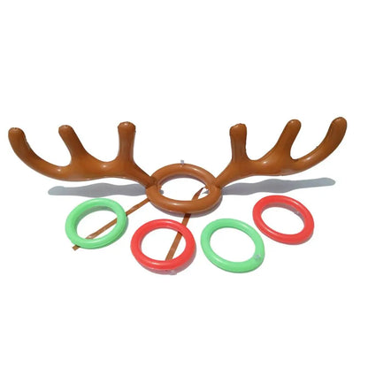 New Year Decoration Santa Funny Reindeer Antler Hat Inflatable Toys Ring Toss Christmas Game Outdoor Activity Xmas Kids Gift