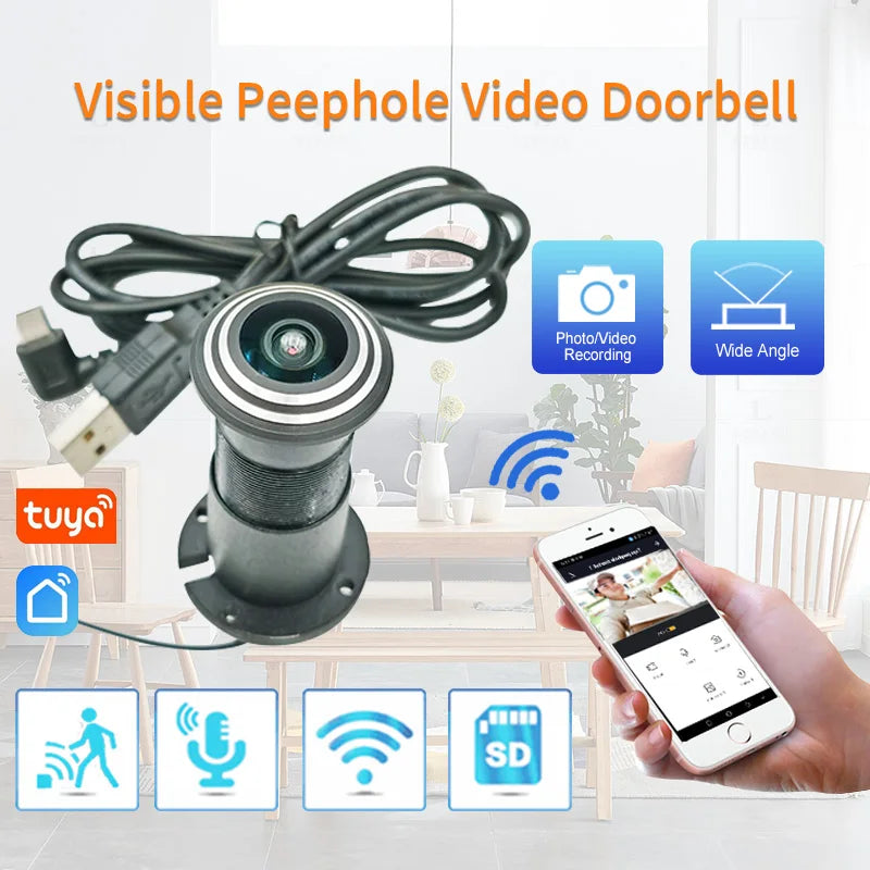 Tuya Video Peephole Wifi Camera Motion Detection Door Viewer Video-eye Wireless Intercom Home Security Auto Record
