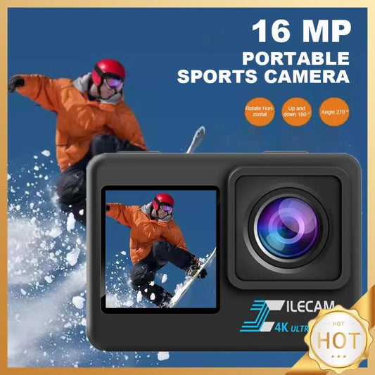 4K UHD Action Camera 1080P 30FPS 2.0 Inch IPS Screen Outdoor Sport Cam Anti-Shake Bicycle Video Recording Camera 30M Waterproof
