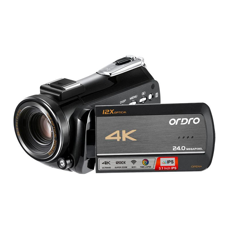 Live Streaming Camera 4K Camcorder Professional, Ordro AC5 12X Optical Zoom YouTube Videos Vlog Cameras for Blogger