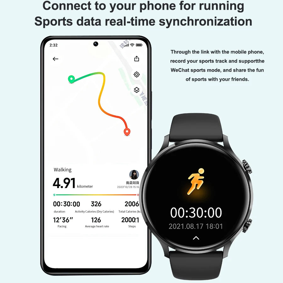 2024 New Smartwatch Women AMOLED HD Screen Always On Display Bluetooth Call IP68 Waterproof GPS Smart Men Watch For Android ios