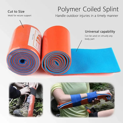 Plastic Polymer Emergency Medical Splint Roller Fracture Fixed Waterproof Washable Neck Leg Arm Rescue First Aid Support Bracket