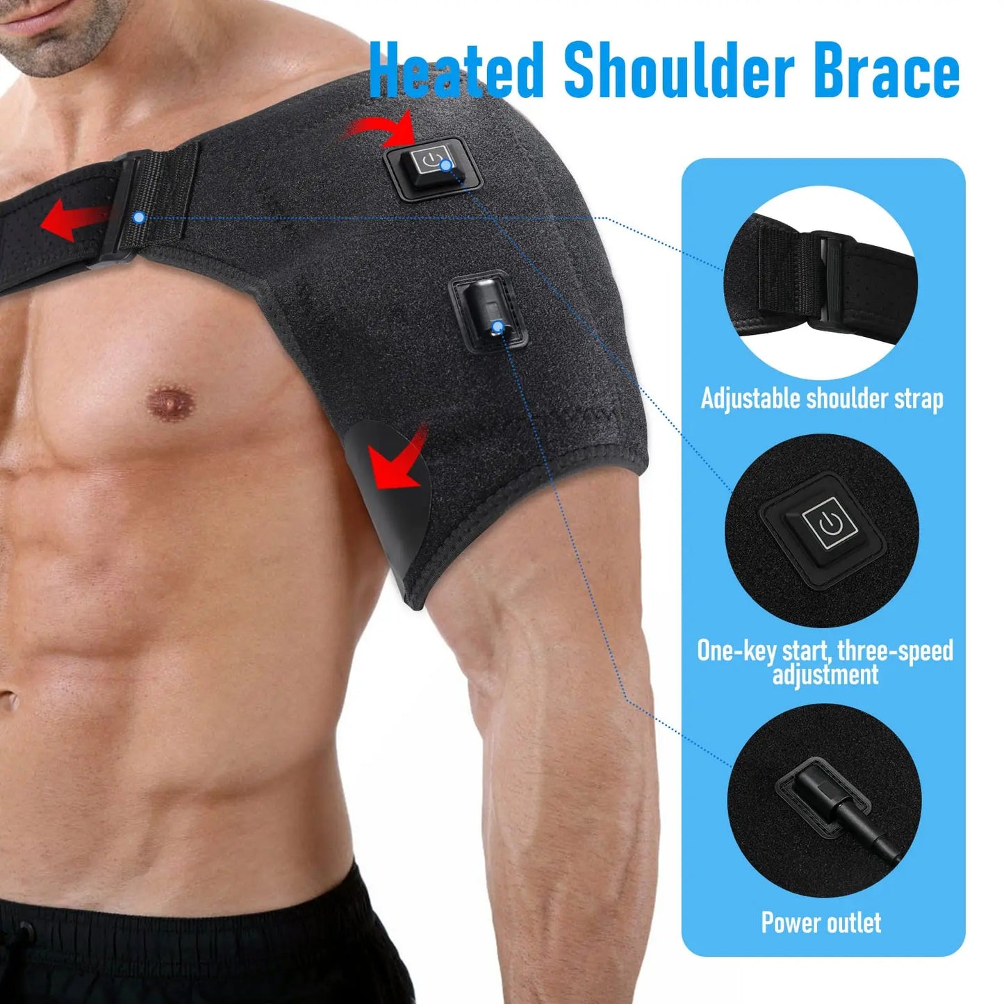 Electric Heating Pad for Shoulder Support for Dislocated Shoulder Rehabilitation Injury Pain Relief Adjustable Shoulder Wrap