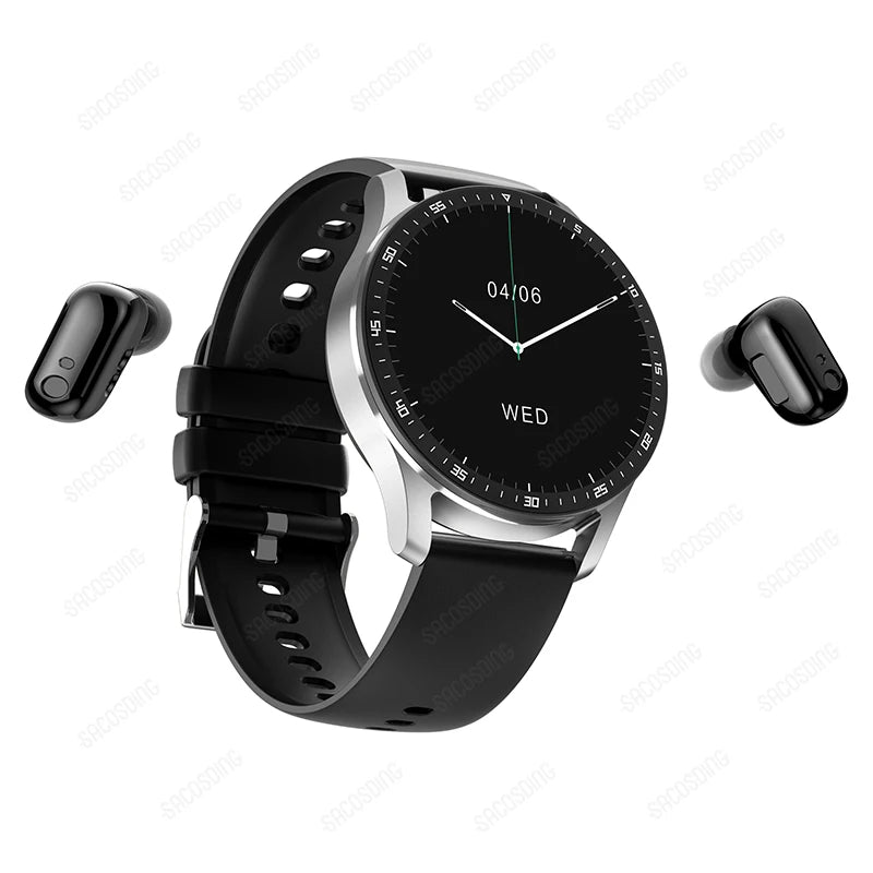 2023 New Wireless Bluetooth TWS Two In One Headset Smart Watch Men Women Healthy Sport Fitness Music Watches For Android IOS