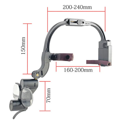 Dental 2.5X 3.5X 5X 6X Optional Loupe Magnification Binocular Surgical Magnifier with Headlight LED Light Dentist Medical Loupes