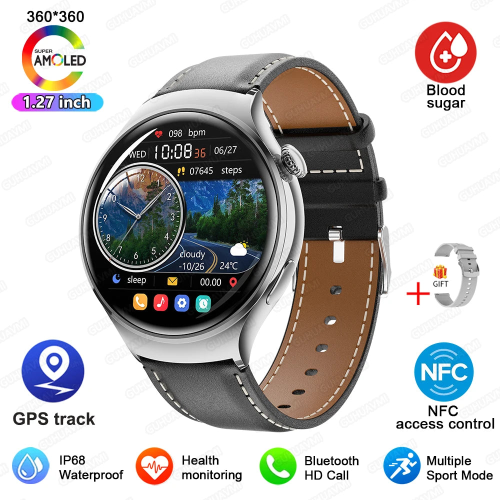 2024 New For Huawei Watch 4 Mini NFC Smart Watch Women AMOLED HD Screen IP68Waterproof Heart Rate Blood Sugar BT Call Smartwatch