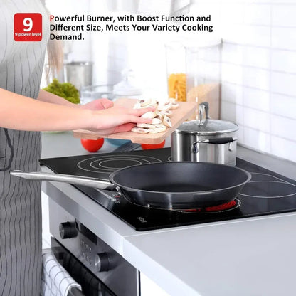 Electric Cooktop Ceramic Stove 4 Burners 30 inch Built-in Countertop Burners Cooker Satin Glass in Black Touch Sensor Control