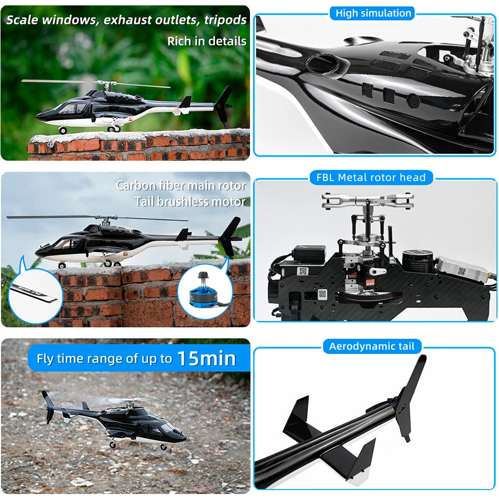 Flywing Airwolf 470 Class gps scale helicopter airwolf 6CH Brushless Motor fw450l rc airwolf H1 Flight Control One key return