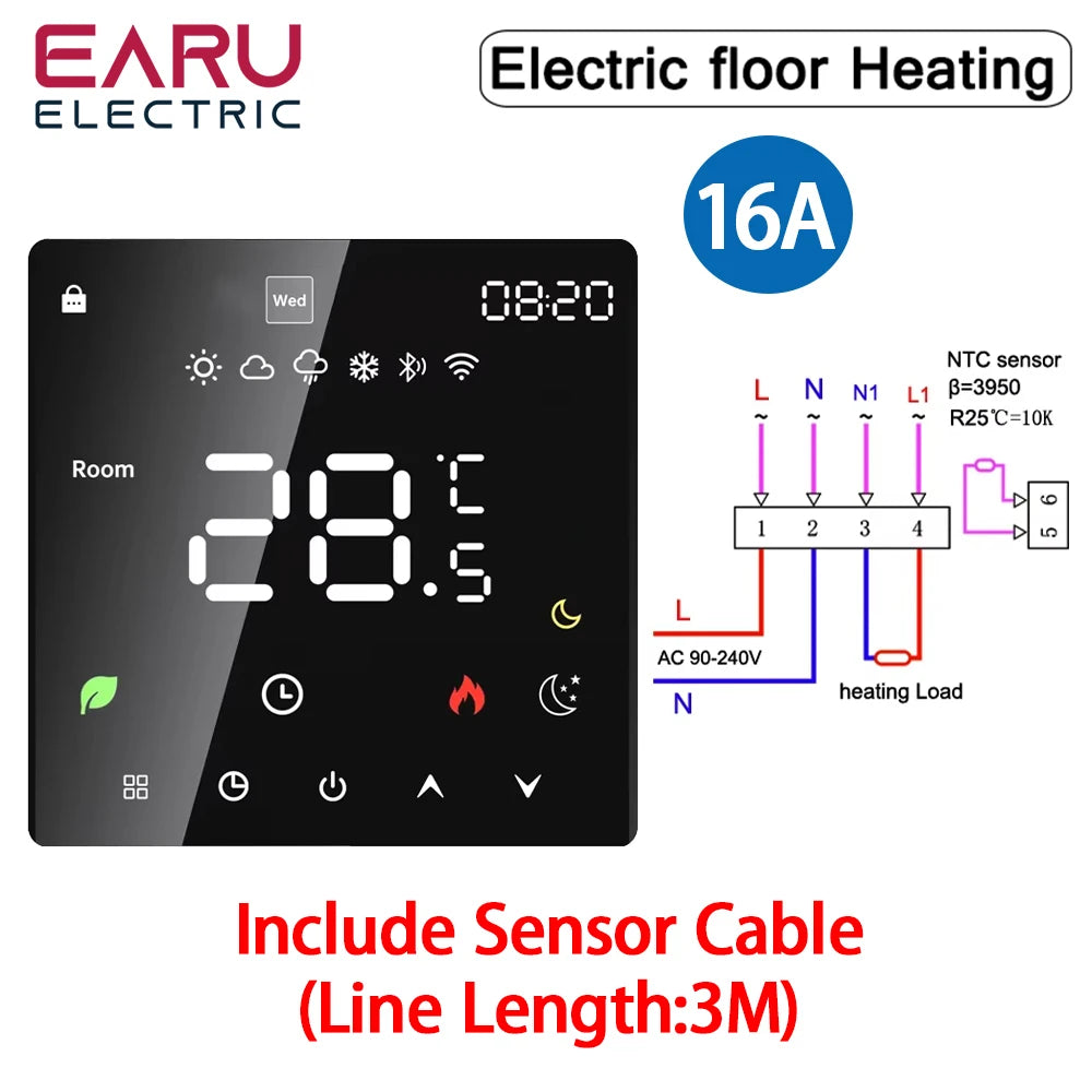Tuya WiFi Smart Thermostat Electric Floor Heating TRV Water Gas Boiler Temperature Voice Remote Controller for Google Home Alexa