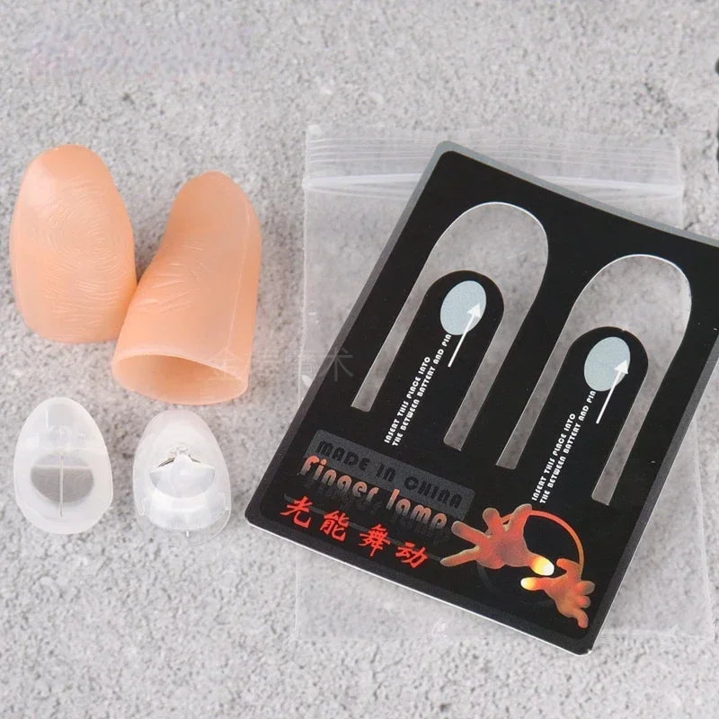 2 Pcs/set Magic Thumbs Light Toys for Adult Magic Trick Props Red Light Led Flashing Fingers Halloween Party Toys for Children