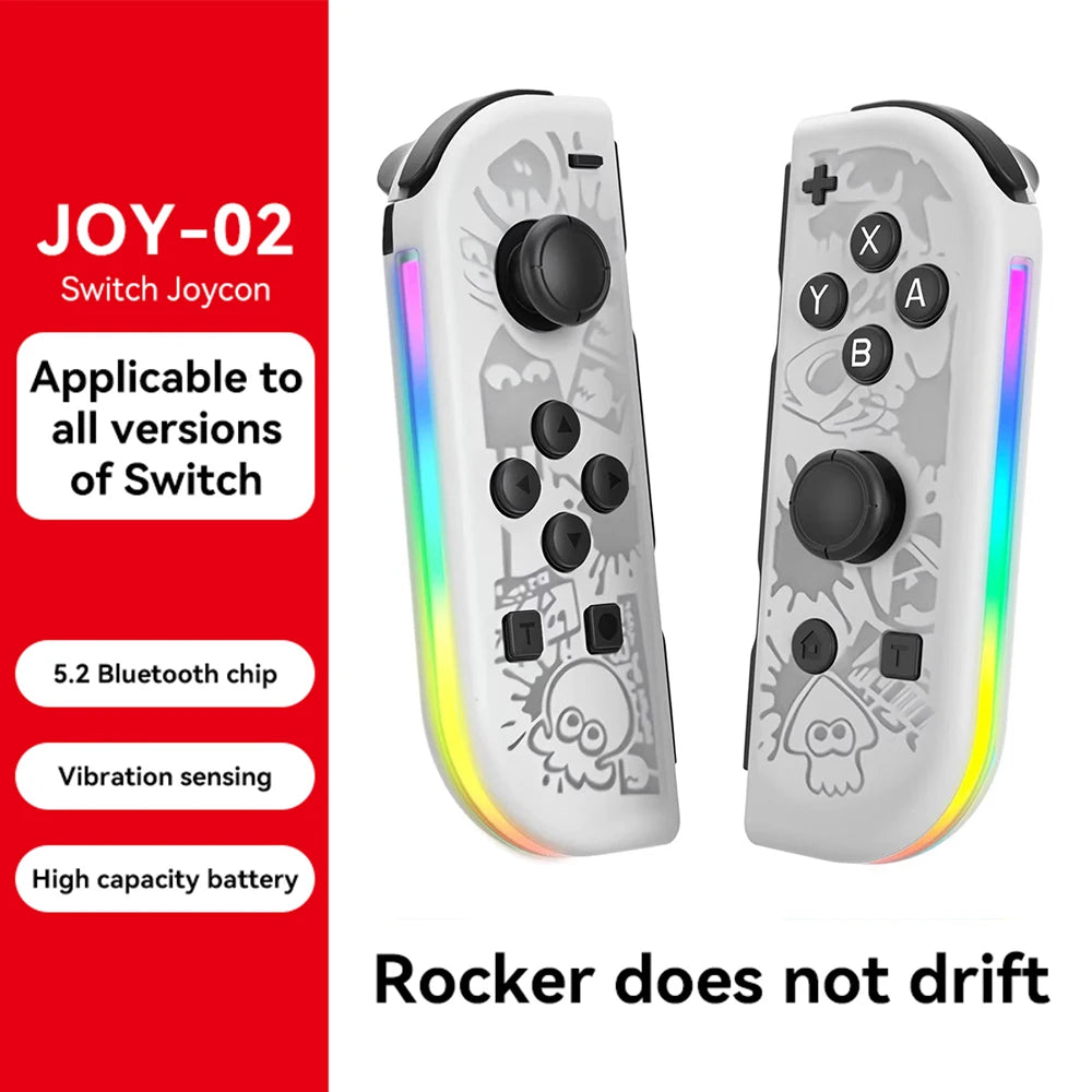 BT 5.2 Joy Controller RGB LED Switch L/R Joypad for Nintendo Switch/Lite/Oled JoyCon Gamepads Joystick with Dual Vibration