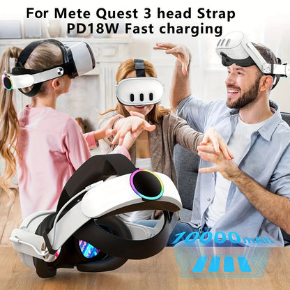 for Meta Quest 3 Elite Strap with 10000mAh Battery VR Headset Fast Charging Head Strap Extend VR Playtime for Quest3 Accessories