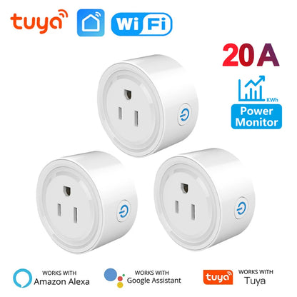 Tuya WiFi Smart Plug 20A with Power Monitor US Canada Mexico Peru Japan Colombia Smart Socket Timer Work With Alexa Google Home