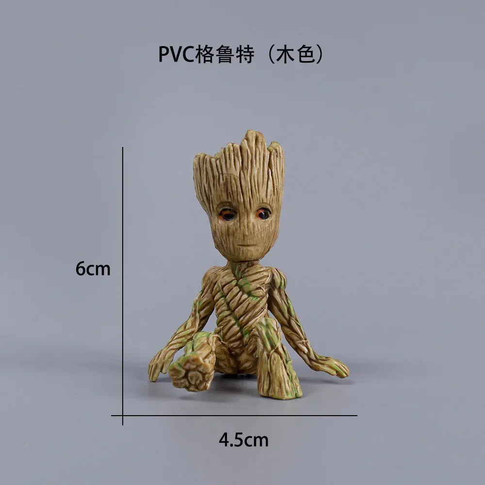 Deadpool Groot Anime Action Figure Sitting Posture Model X-Men Mini Doll Car Decoration Marvel Collection Figurine Toys Gift