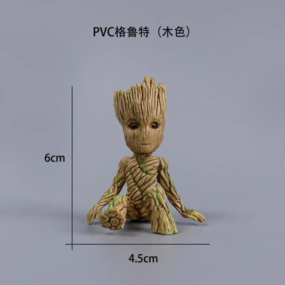 Deadpool Groot Anime Action Figure Sitting Posture Model X-Men Mini Doll Car Decoration Marvel Collection Figurine Toys Gift
