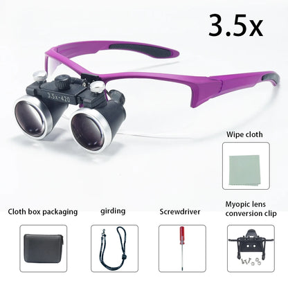 Dental Loupes 3.5x2.5x 320-420mm Goggles Lab Medical Magnifier Dentists Surgical Optical Lens Magnifying Glass Blue