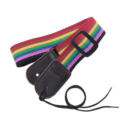 Ukulele Rainbow Strap Small Guitar Tail Nail Strap Breathable Cotton Material Double-Layer Quality Soft Leather Head
