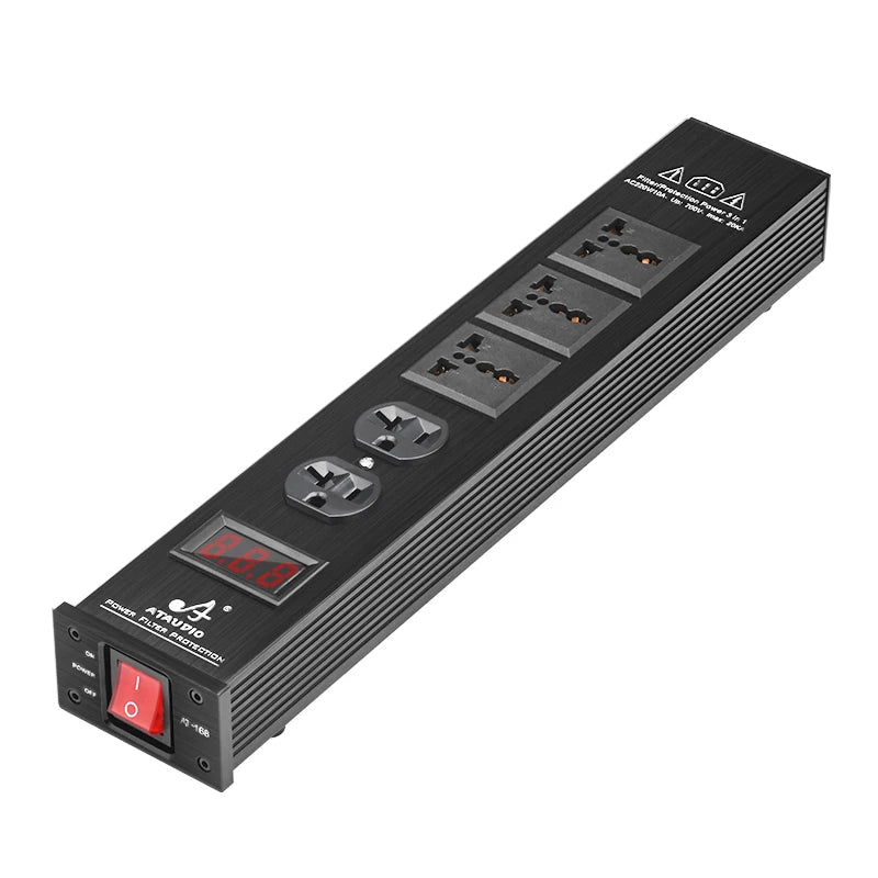 ATAUDIO Hi-end HiFi Audio Power Filter Aluminum Alloy Noise Reduction US Plug / Universal AC Power Socket Audio Purifier Outlet