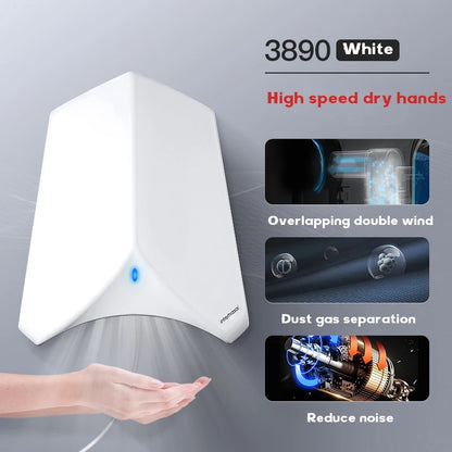 interhasa! Automatic Jet Hand Dryer Induction Hot and Cold Infrared Sensor HEPA Filter High Power Hand Dryer Bathroom Hotel