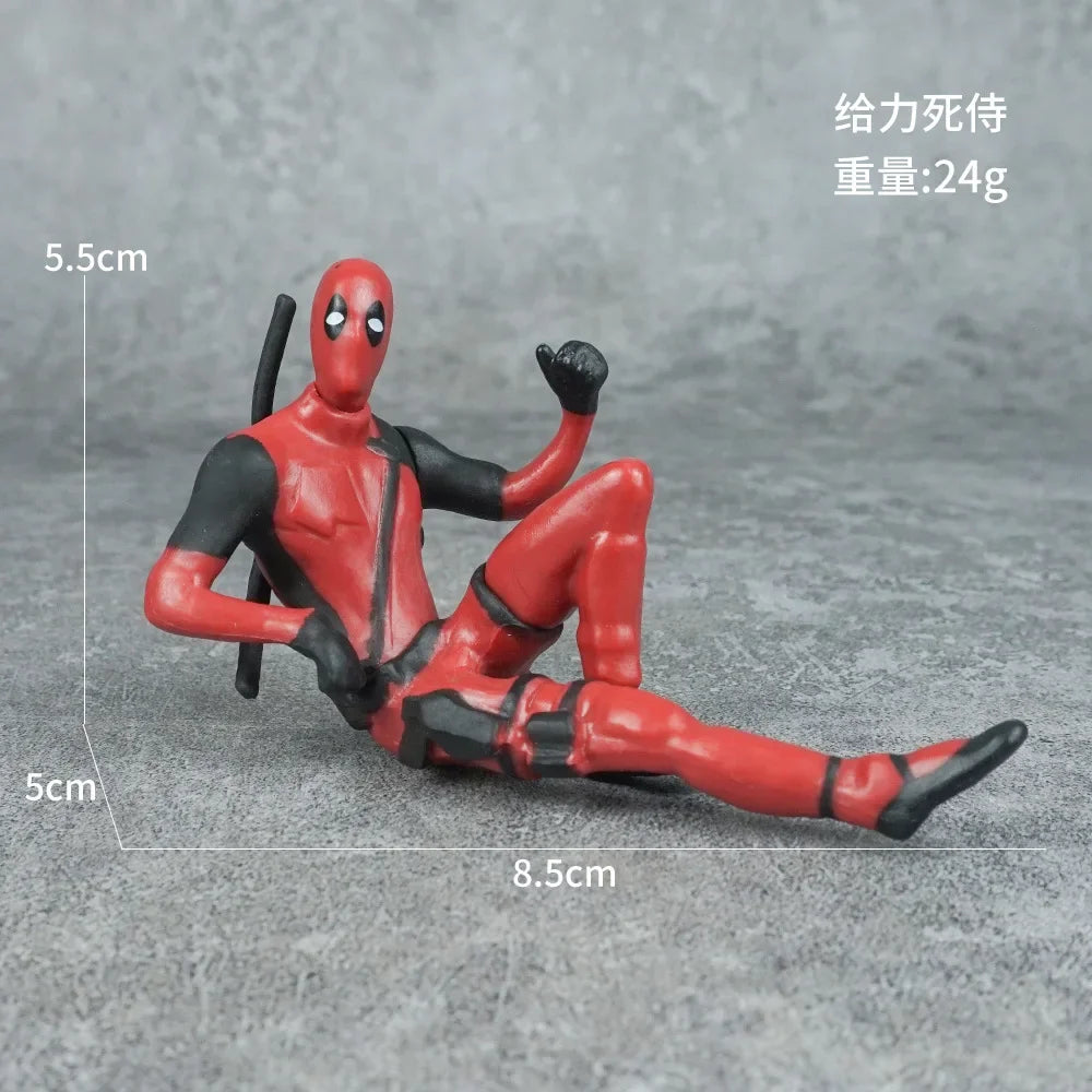 Deadpool Groot Anime Action Figure Sitting Posture Model X-Men Mini Doll Car Decoration Marvel Collection Figurine Toys Gift
