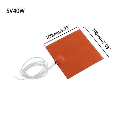 5V/12V/24V/220V 0.4W Silicone Heating Pad Rubber Heat Mat Waterproof Heated Bed Plate Flexible 3D Printer Pad Household Tool