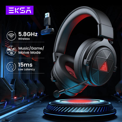 EKSA E900 X 5.8GHz Wireless Headphones 7.1 Wired Gaming Headset Gamer with ENC Mic 15ms Low Latency 3 Mode for PC/PS4/PS5/Xbox