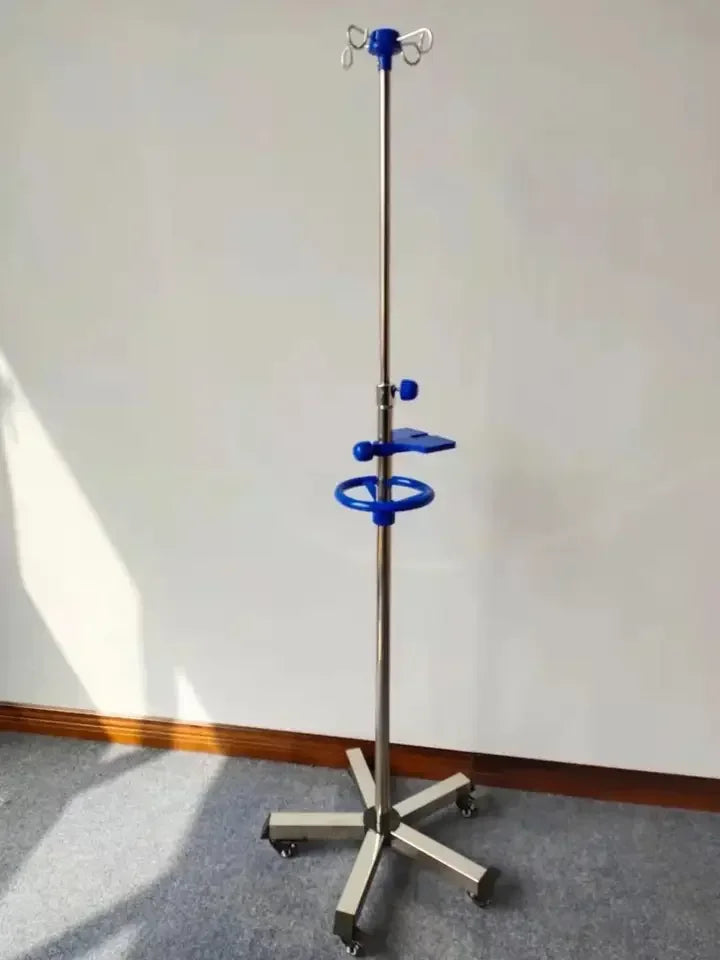 Medical Adjustable Hospital Mobile  Stand IV Pole Drip Stand