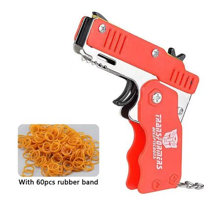 1PCS keychain gun 60 rubber bands rubber band gun Shooting Pistol Alloy Kid Outdoor Party metal gun gift boyfriend Gift Funny