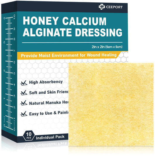 2"x2" 10pcs Manuka Honey Calcium Alginate Wound Dressing High Absorbency Honey Wound Bandages for Wound Care