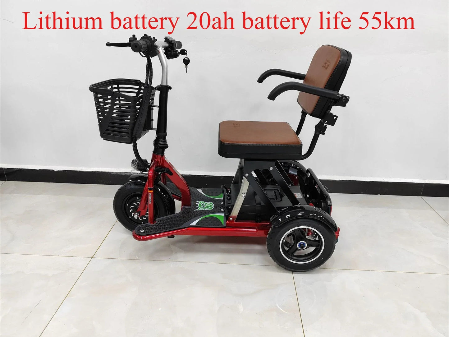 Folding Leisure Commuting Mini Portable Three Wheeled Electric Vehicle for Disabled People, Electric Wheelchair