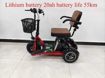 Folding Leisure Commuting Mini Portable Three Wheeled Electric Vehicle for Disabled People, Electric Wheelchair