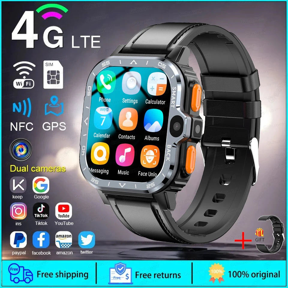 2024 New SIM Smart Watch 4G Network GPS Navigation Wifi NFC Dual Camera 64G ROM Storage Video Music Smartwatches For Android iOS
