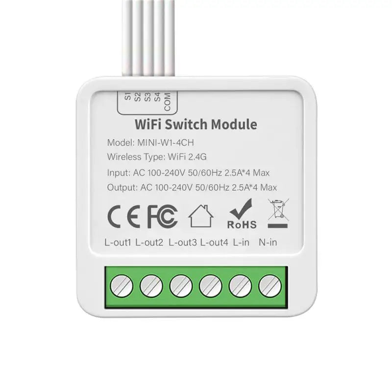 WiFi Smart Mini Switch Tuya Smart 1/2/3/4 Gang Switch 2 Way Control Breaker Module Works With Alexa Google Home Alice Smart Life
